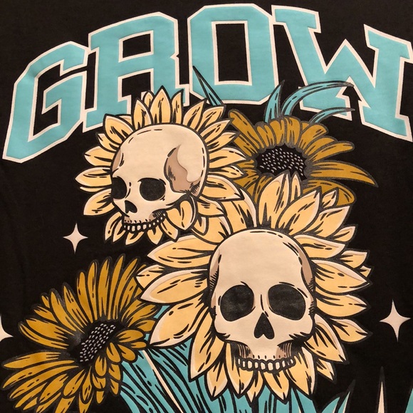 NWT GSTR Grow Where You’re Planted Shirt. Unisex Top. Black with teal & yellow - Picture 7 of 14